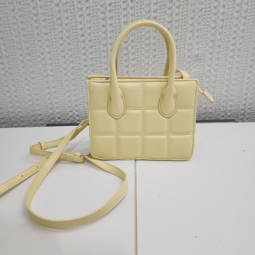 Grossi Mini Yellow Quilted Top Handle Purse Crossbody Bag Structured